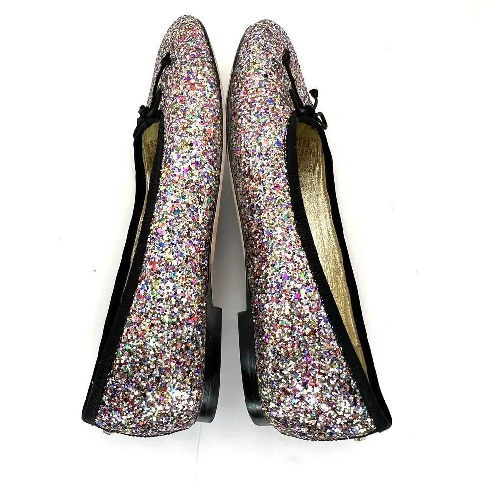 Kate Spade Honey Multicolored Glitter Ballet Flats 7 Slip On Bow